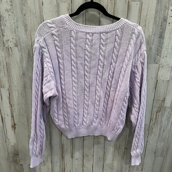 VTG United Colors of Benetton Purple Cable Knit Cardigan Soft Cottage Fairy S - Picture 3 of 7
